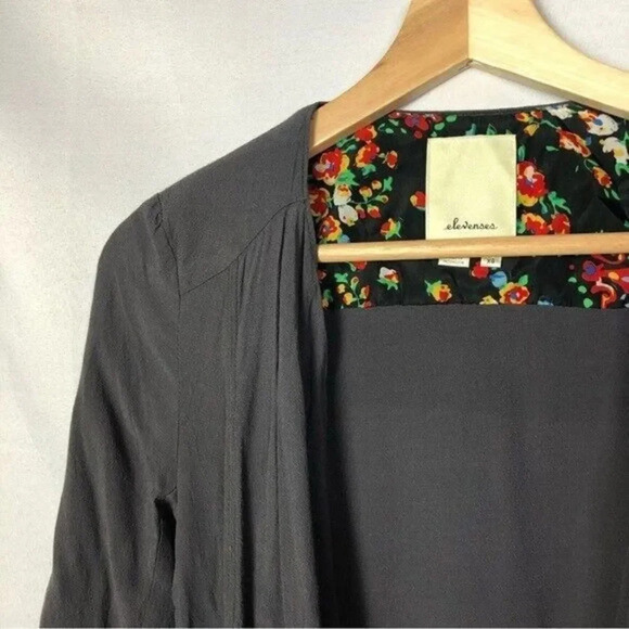 Anthropologie Elevenses Eldora Gray Drape Front Jacket XS - Picture 3 of 5